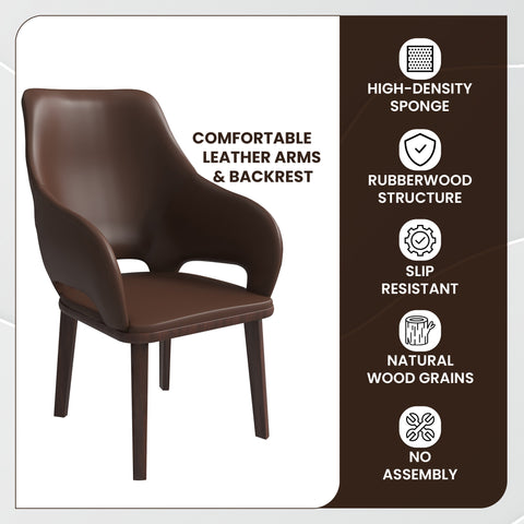 Vivara Dining Chair Upholstered in Leather with Rubberwood Base