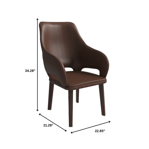 Vivara Dining Chair Upholstered in Leather with Rubberwood Base Set of 4