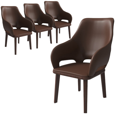 Vivara Dining Chair Upholstered in Leather with Rubberwood Base Set of 4