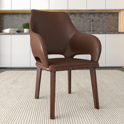 Vivara Dining Chair Upholstered in Leather with Rubberwood Base Set of 4