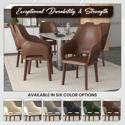 Vivara Dining Chair Upholstered in Leather with Rubberwood Base Set of 4