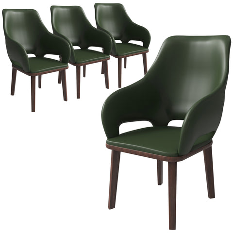 Vivara Dining Chair Upholstered in Leather with Rubberwood Base Set of 4