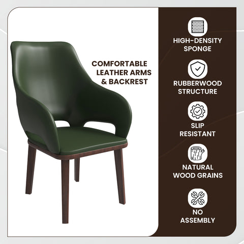 Vivara Dining Chair Upholstered in Leather with Rubberwood Base Set of 4