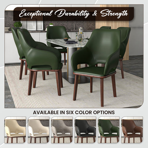 Vivara Dining Chair Upholstered in Leather with Rubberwood Base Set of 4