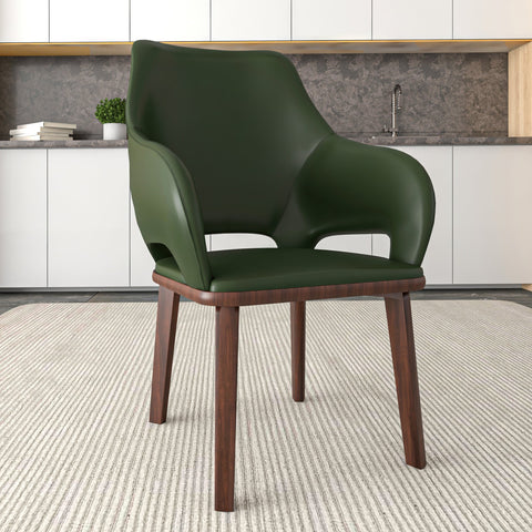 Vivara Dining Chair Upholstered in Leather with Rubberwood Base