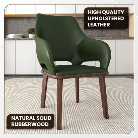 Vivara Dining Chair Upholstered in Leather with Rubberwood Base