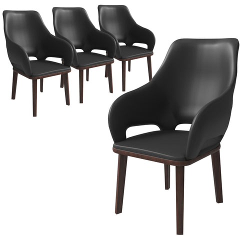 Vivara Dining Chair Upholstered in Leather with Rubberwood Base Set of 4