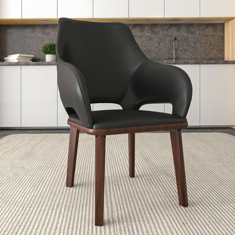 Vivara Dining Chair Upholstered in Leather with Rubberwood Base Set of 4