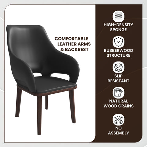 Vivara Dining Chair Upholstered in Leather with Rubberwood Base Set of 4