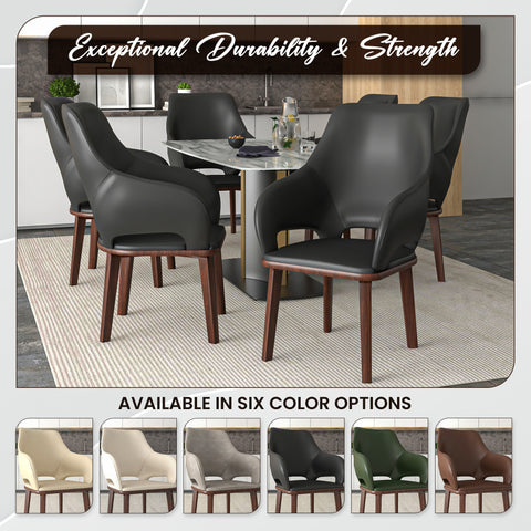 Vivara Dining Chair Upholstered in Leather with Rubberwood Base Set of 4