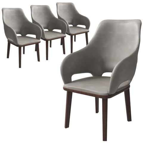 Vivara Dining Chair Upholstered in Leather with Rubberwood Base Set of 4