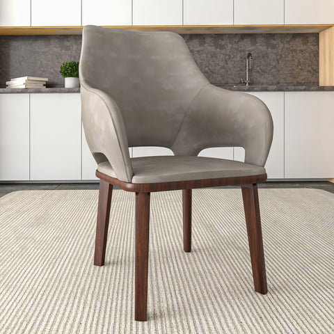 Vivara Dining Chair Upholstered in Leather with Rubberwood Base Set of 4