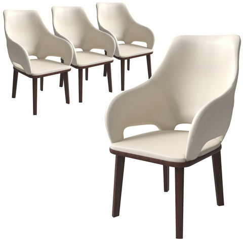 Vivara Dining Chair Upholstered in Leather with Rubberwood Base Set of 4