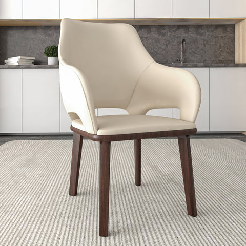 Vivara Dining Chair Upholstered in Leather with Rubberwood Base Set of 4