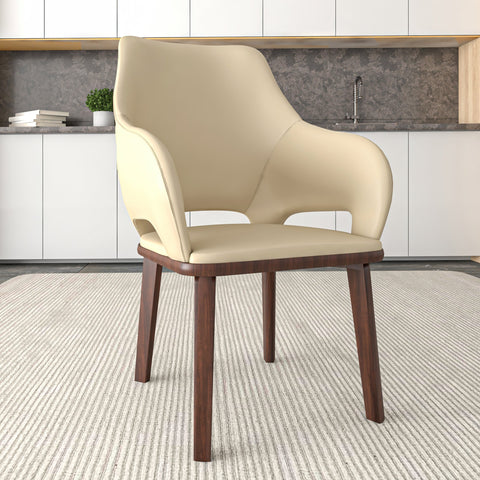 Vivara Dining Chair Upholstered in Leather with Rubberwood Base