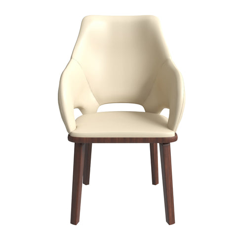 Vivara Dining Chair Upholstered in Leather with Rubberwood Base