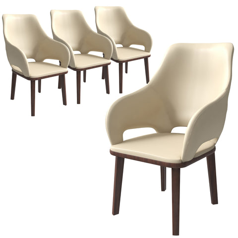 Vivara Dining Chair Upholstered in Leather with Rubberwood Base Set of 4