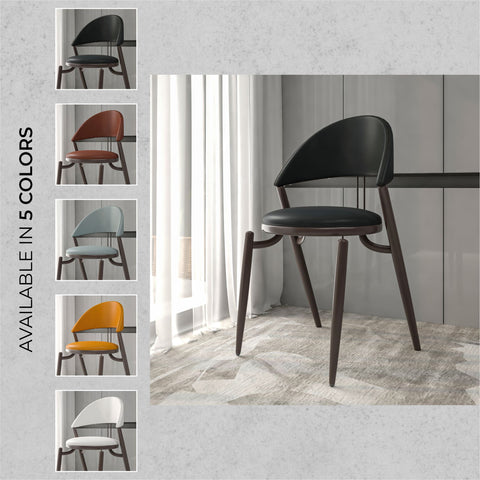 Venice Dining Chair Upholstered Leather in Iron With an Open Curved Back Design Set of 4