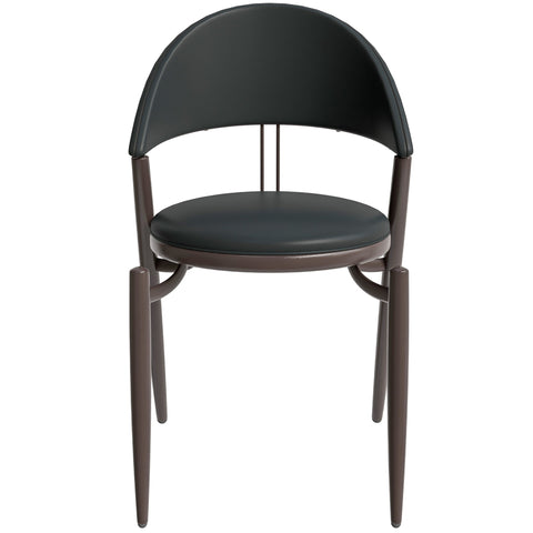 Venice Dining Chair Upholstered Leather in Iron With an Open Curved Back Design Set of 4