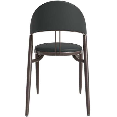 Venice Dining Chair Upholstered Leather in Iron With an Open Curved Back Design Set of 4