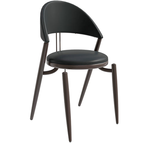 Venice Upholstered Leather Modern Dining Chair with Metal Legs