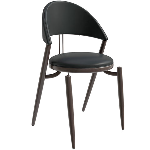 Venice Dining Chair Upholstered Leather in Iron With an Open Curved Back Design