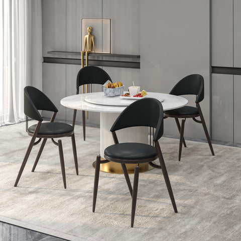 Venice Upholstered Leather Modern Dining Chair with Metal Legs