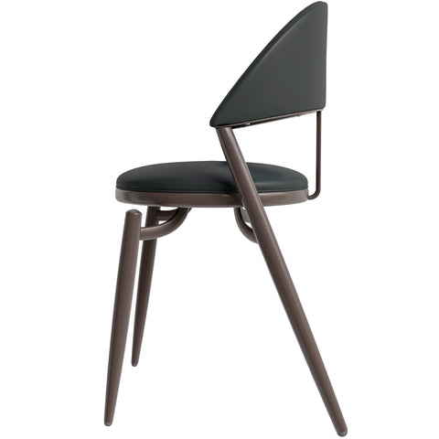 Venice Upholstered Leather Modern Dining Chair with Metal Legs