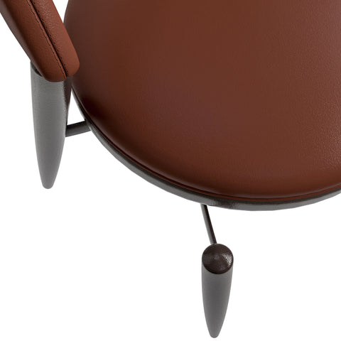 Venice Dining Chair Upholstered Leather in Iron With an Open Curved Back Design Set of 2