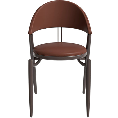 Venice Dining Chair Upholstered Leather in Iron With an Open Curved Back Design Set of 2