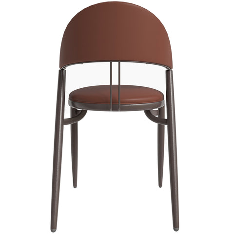 Venice Dining Chair Upholstered Leather in Iron With an Open Curved Back Design Set of 2