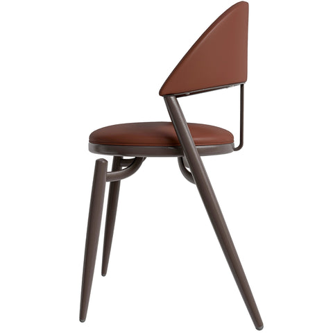 Venice Dining Chair Upholstered Leather in Iron With an Open Curved Back Design Set of 2