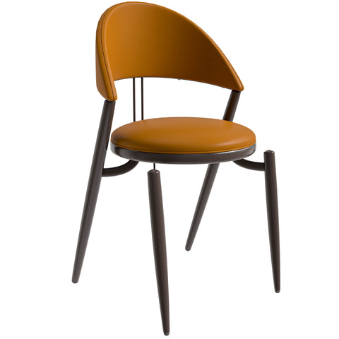 Venice Dining Chair Upholstered Leather in Iron With an Open Curved Back Design