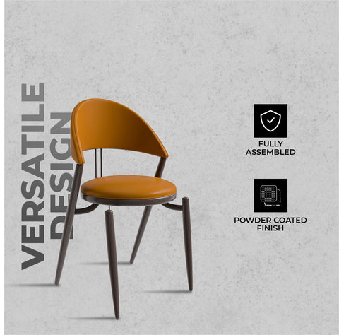 Venice Dining Chair Upholstered Leather in Iron With an Open Curved Back Design Set of 2