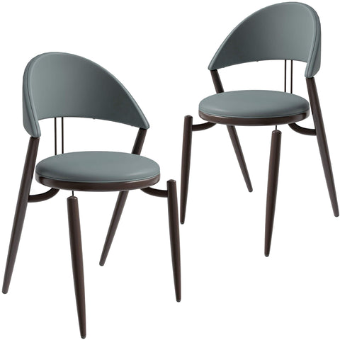 Venice Dining Chair Upholstered Leather in Iron With an Open Curved Back Design Set of 2