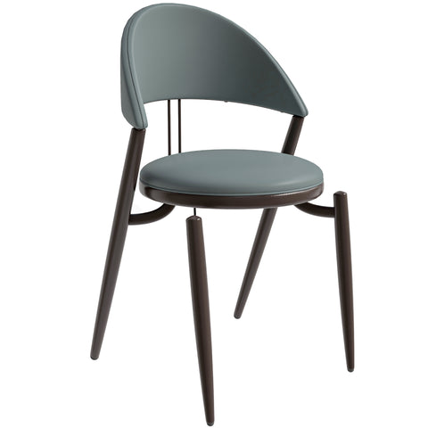 Venice Upholstered Leather Modern Dining Chair with Metal Legs