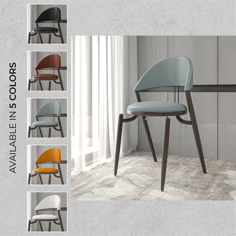 Venice Dining Chair Upholstered Leather in Iron With an Open Curved Back Design Set of 2