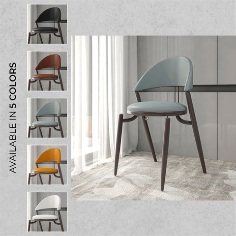 Venice Upholstered Leather Modern Dining Chair with Metal Legs