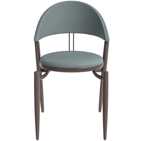 Venice Dining Chair Upholstered Leather in Iron With an Open Curved Back Design Set of 2