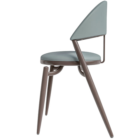 Venice Upholstered Leather Modern Dining Chair with Metal Legs