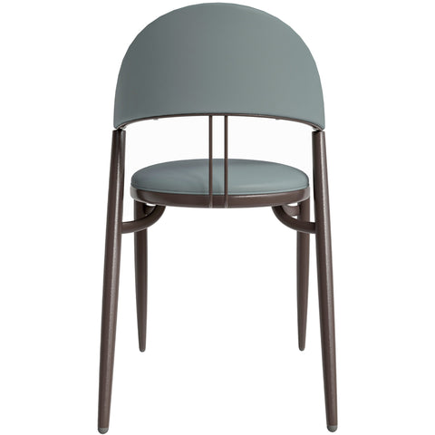 Venice Dining Chair Upholstered Leather in Iron With an Open Curved Back Design Set of 2