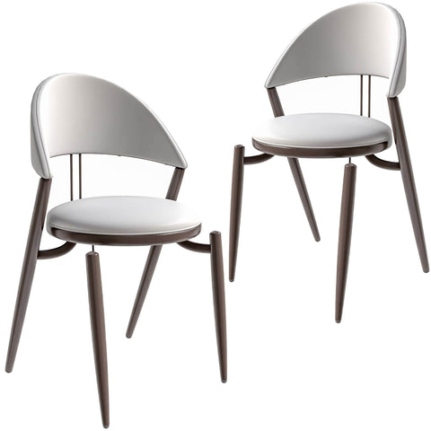 Venice Dining Chair Upholstered Leather in Iron With an Open Curved Back Design Set of 2