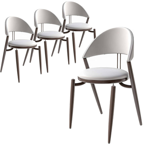 Venice Dining Chair Upholstered Leather in Iron With an Open Curved Back Design Set of 4