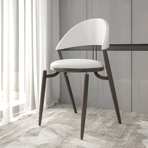 Venice Upholstered Leather Modern Dining Chair with Metal Legs