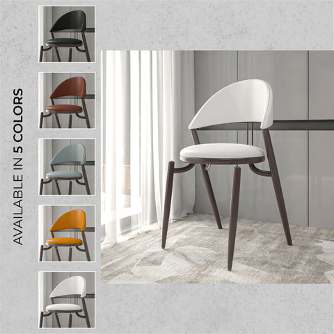 Venice Upholstered Leather Modern Dining Chair with Metal Legs