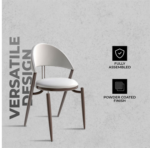 Venice Dining Chair Upholstered Leather in Iron With an Open Curved Back Design Set of 2