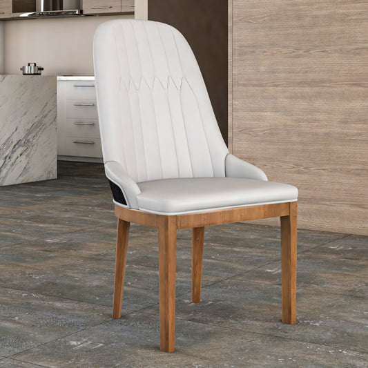 Verisma Dining Chair Upholstered in Leather with Diamond Stitching Back Design