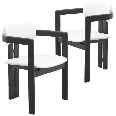 Velo Upholstered Leather Dining Chair with Open Back and Wood Legs Set of 2