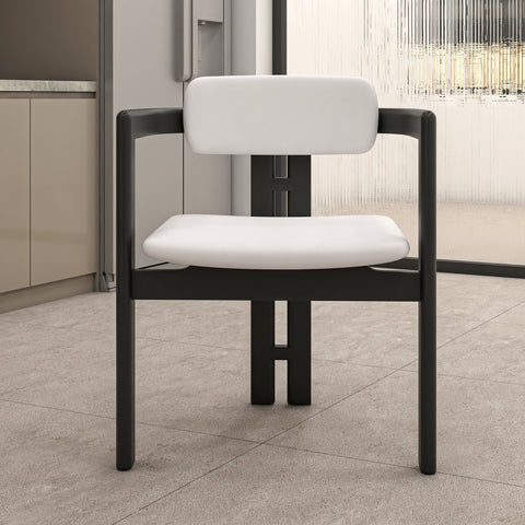 Velo Series Modern Dining Chair with Upholstered Leather and Wood Legs