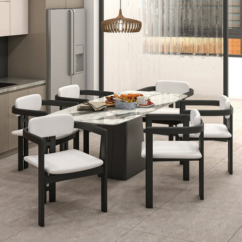 Velo Series Modern Dining Chair with Upholstered Leather and Wood Legs